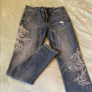White House Black Market Floral Embroidered Jeans